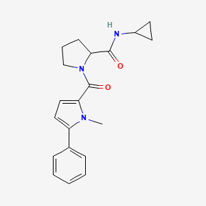 molecular formula C20H23N3O2 B7184546 N-cyclopropyl-1-(1-methyl-5-phenylpyrrole-2-carbonyl)pyrrolidine-2-carboxamide 