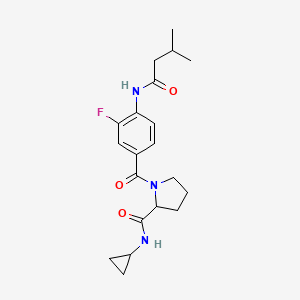 molecular formula C20H26FN3O3 B7184564 N-cyclopropyl-1-[3-fluoro-4-(3-methylbutanoylamino)benzoyl]pyrrolidine-2-carboxamide 