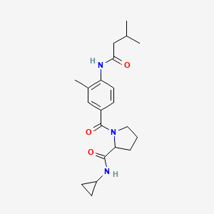 molecular formula C21H29N3O3 B7184571 N-cyclopropyl-1-[3-methyl-4-(3-methylbutanoylamino)benzoyl]pyrrolidine-2-carboxamide 