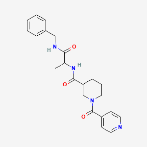 molecular formula C22H26N4O3 B7184651 N-[1-(benzylamino)-1-oxopropan-2-yl]-1-(pyridine-4-carbonyl)piperidine-3-carboxamide 
