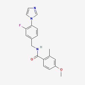 molecular formula C19H18FN3O2 B7184663 N-[(3-fluoro-4-imidazol-1-ylphenyl)methyl]-4-methoxy-2-methylbenzamide 