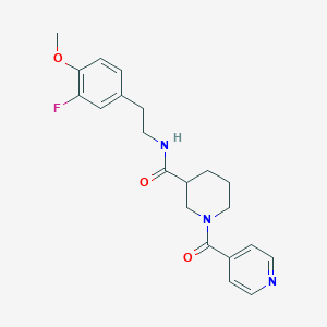 molecular formula C21H24FN3O3 B7184727 N-[2-(3-fluoro-4-methoxyphenyl)ethyl]-1-(pyridine-4-carbonyl)piperidine-3-carboxamide 