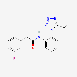 molecular formula C18H18FN5O B7184783 N-[2-(5-ethyltetrazol-1-yl)phenyl]-2-(3-fluorophenyl)propanamide 