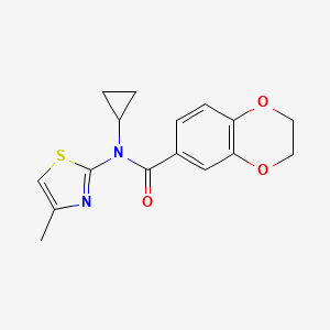 molecular formula C16H16N2O3S B7184865 N-cyclopropyl-N-(4-methyl-1,3-thiazol-2-yl)-2,3-dihydro-1,4-benzodioxine-6-carboxamide 