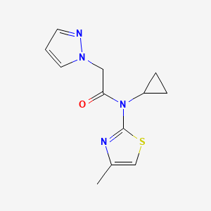 molecular formula C12H14N4OS B7184872 N-cyclopropyl-N-(4-methyl-1,3-thiazol-2-yl)-2-pyrazol-1-ylacetamide 