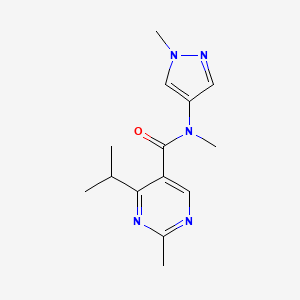 molecular formula C14H19N5O B7184891 N,2-dimethyl-N-(1-methylpyrazol-4-yl)-4-propan-2-ylpyrimidine-5-carboxamide 