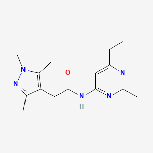 molecular formula C15H21N5O B7184940 N-(6-ethyl-2-methylpyrimidin-4-yl)-2-(1,3,5-trimethylpyrazol-4-yl)acetamide 