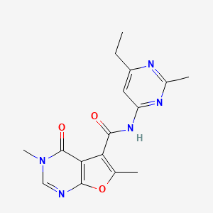 molecular formula C16H17N5O3 B7184969 N-(6-ethyl-2-methylpyrimidin-4-yl)-3,6-dimethyl-4-oxofuro[2,3-d]pyrimidine-5-carboxamide 