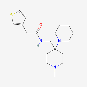 molecular formula C18H29N3OS B7185028 N-[(1-methyl-4-piperidin-1-ylpiperidin-4-yl)methyl]-2-thiophen-3-ylacetamide 