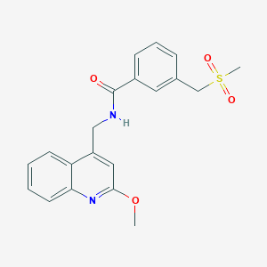 molecular formula C20H20N2O4S B7185074 N-[(2-methoxyquinolin-4-yl)methyl]-3-(methylsulfonylmethyl)benzamide 