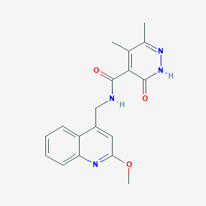 molecular formula C18H18N4O3 B7185108 N-[(2-methoxyquinolin-4-yl)methyl]-3,4-dimethyl-6-oxo-1H-pyridazine-5-carboxamide 