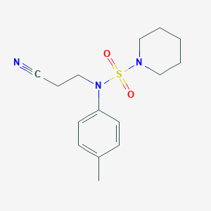 molecular formula C15H21N3O2S B7185135 N-(2-cyanoethyl)-N-(4-methylphenyl)piperidine-1-sulfonamide 