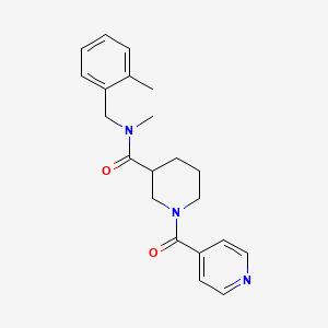 molecular formula C21H25N3O2 B7185145 N-methyl-N-[(2-methylphenyl)methyl]-1-(pyridine-4-carbonyl)piperidine-3-carboxamide 