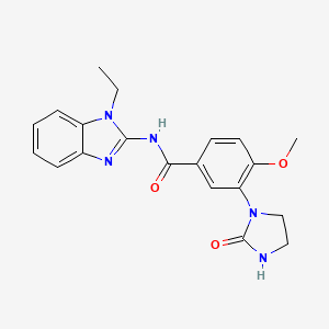 molecular formula C20H21N5O3 B7185171 N-(1-ethylbenzimidazol-2-yl)-4-methoxy-3-(2-oxoimidazolidin-1-yl)benzamide 