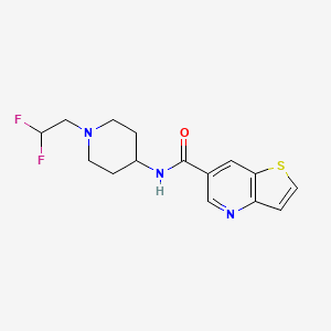 molecular formula C15H17F2N3OS B7185290 N-[1-(2,2-difluoroethyl)piperidin-4-yl]thieno[3,2-b]pyridine-6-carboxamide 