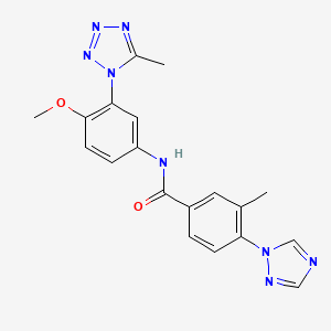 molecular formula C19H18N8O2 B7185340 N-[4-methoxy-3-(5-methyltetrazol-1-yl)phenyl]-3-methyl-4-(1,2,4-triazol-1-yl)benzamide 