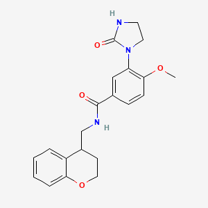 molecular formula C21H23N3O4 B7185356 N-(3,4-dihydro-2H-chromen-4-ylmethyl)-4-methoxy-3-(2-oxoimidazolidin-1-yl)benzamide 