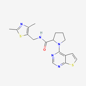 molecular formula C17H19N5OS2 B7185448 N-[(2,4-dimethyl-1,3-thiazol-5-yl)methyl]-1-thieno[2,3-d]pyrimidin-4-ylpyrrolidine-2-carboxamide 