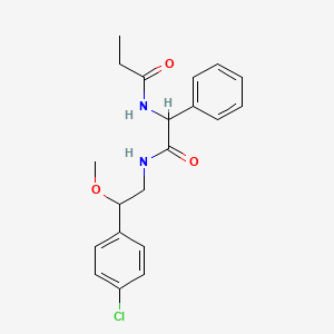 molecular formula C20H23ClN2O3 B7185501 N-[2-[[2-(4-chlorophenyl)-2-methoxyethyl]amino]-2-oxo-1-phenylethyl]propanamide 