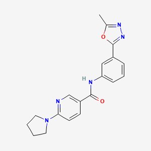 molecular formula C19H19N5O2 B7185533 N-[3-(5-methyl-1,3,4-oxadiazol-2-yl)phenyl]-6-pyrrolidin-1-ylpyridine-3-carboxamide 
