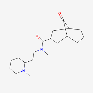 molecular formula C19H32N2O2 B7185640 N-methyl-N-[2-(1-methylpiperidin-2-yl)ethyl]-9-oxobicyclo[3.3.1]nonane-3-carboxamide 