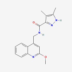 molecular formula C17H18N4O2 B7185673 N-[(2-methoxyquinolin-4-yl)methyl]-4,5-dimethyl-1H-pyrazole-3-carboxamide 