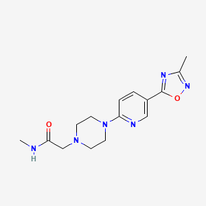 molecular formula C15H20N6O2 B7185698 N-methyl-2-[4-[5-(3-methyl-1,2,4-oxadiazol-5-yl)pyridin-2-yl]piperazin-1-yl]acetamide 