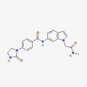 molecular formula C21H21N5O3 B7185728 N-[1-[2-(methylamino)-2-oxoethyl]indol-6-yl]-4-(2-oxoimidazolidin-1-yl)benzamide 