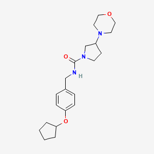 molecular formula C21H31N3O3 B7185870 N-[(4-cyclopentyloxyphenyl)methyl]-3-morpholin-4-ylpyrrolidine-1-carboxamide 
