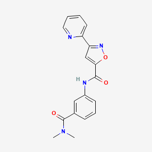 molecular formula C18H16N4O3 B7185934 N-[3-(dimethylcarbamoyl)phenyl]-3-pyridin-2-yl-1,2-oxazole-5-carboxamide 