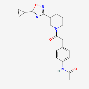 molecular formula C20H24N4O3 B7185951 N-[4-[2-[3-(5-cyclopropyl-1,2,4-oxadiazol-3-yl)piperidin-1-yl]-2-oxoethyl]phenyl]acetamide 
