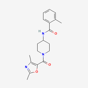 molecular formula C19H23N3O3 B7186036 N-[1-(2,4-dimethyl-1,3-oxazole-5-carbonyl)piperidin-4-yl]-2-methylbenzamide 
