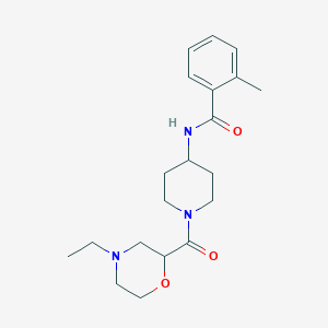 molecular formula C20H29N3O3 B7186070 N-[1-(4-ethylmorpholine-2-carbonyl)piperidin-4-yl]-2-methylbenzamide 