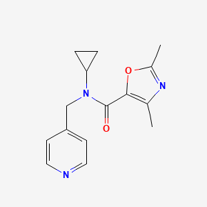molecular formula C15H17N3O2 B7186082 N-cyclopropyl-2,4-dimethyl-N-(pyridin-4-ylmethyl)-1,3-oxazole-5-carboxamide 