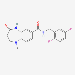 molecular formula C18H17F2N3O2 B7186129 N-[(2,5-difluorophenyl)methyl]-1-methyl-4-oxo-3,5-dihydro-2H-1,5-benzodiazepine-7-carboxamide 