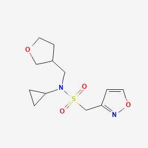 molecular formula C12H18N2O4S B7186203 N-cyclopropyl-1-(1,2-oxazol-3-yl)-N-(oxolan-3-ylmethyl)methanesulfonamide 