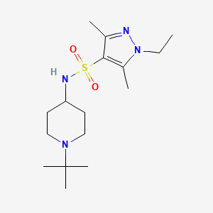 molecular formula C16H30N4O2S B7186224 N-(1-tert-butylpiperidin-4-yl)-1-ethyl-3,5-dimethylpyrazole-4-sulfonamide 