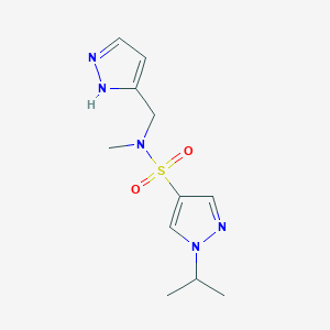 molecular formula C11H17N5O2S B7186239 N-methyl-1-propan-2-yl-N-(1H-pyrazol-5-ylmethyl)pyrazole-4-sulfonamide 