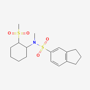 molecular formula C17H25NO4S2 B7186280 N-methyl-N-(2-methylsulfonylcyclohexyl)-2,3-dihydro-1H-indene-5-sulfonamide 