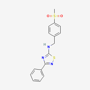 molecular formula C16H15N3O2S2 B7186381 N-[(4-methylsulfonylphenyl)methyl]-3-phenyl-1,2,4-thiadiazol-5-amine 