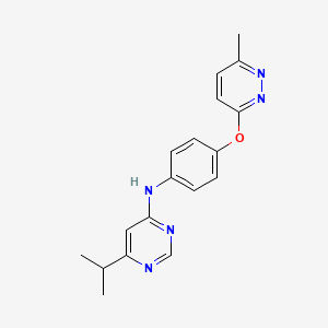 molecular formula C18H19N5O B7186540 N-[4-(6-methylpyridazin-3-yl)oxyphenyl]-6-propan-2-ylpyrimidin-4-amine 