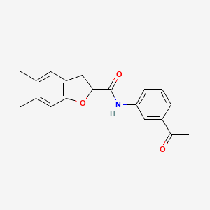 molecular formula C19H19NO3 B7186693 N-(3-acetylphenyl)-5,6-dimethyl-2,3-dihydro-1-benzofuran-2-carboxamide 