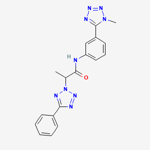 molecular formula C18H17N9O B7186768 N-[3-(1-methyltetrazol-5-yl)phenyl]-2-(5-phenyltetrazol-2-yl)propanamide 