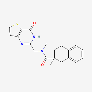 molecular formula C20H21N3O2S B7186799 N,2-dimethyl-N-[(4-oxo-3H-thieno[3,2-d]pyrimidin-2-yl)methyl]-3,4-dihydro-1H-naphthalene-2-carboxamide 