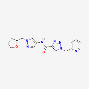 molecular formula C17H19N7O2 B7186843 N-[1-(oxolan-2-ylmethyl)pyrazol-4-yl]-1-(pyridin-2-ylmethyl)triazole-4-carboxamide 