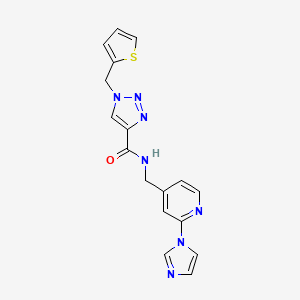 molecular formula C17H15N7OS B7186912 N-[(2-imidazol-1-ylpyridin-4-yl)methyl]-1-(thiophen-2-ylmethyl)triazole-4-carboxamide 