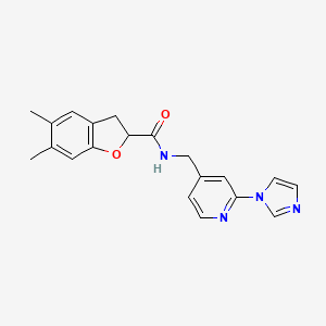 molecular formula C20H20N4O2 B7186914 N-[(2-imidazol-1-ylpyridin-4-yl)methyl]-5,6-dimethyl-2,3-dihydro-1-benzofuran-2-carboxamide 
