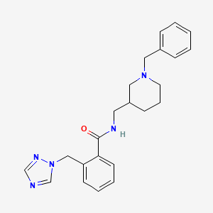 molecular formula C23H27N5O B7186925 N-[(1-benzylpiperidin-3-yl)methyl]-2-(1,2,4-triazol-1-ylmethyl)benzamide 