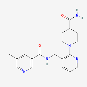molecular formula C19H23N5O2 B7187010 N-[[2-(4-carbamoylpiperidin-1-yl)pyridin-3-yl]methyl]-5-methylpyridine-3-carboxamide 