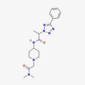 molecular formula C19H27N7O2 B7187064 N-[1-[2-(dimethylamino)-2-oxoethyl]piperidin-4-yl]-2-(5-phenyltetrazol-2-yl)propanamide 
